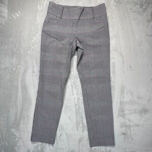 Flirtatious Pants Womens Large Gray‎ Plaid Rayon Flat Front Stretch Skinny Leg